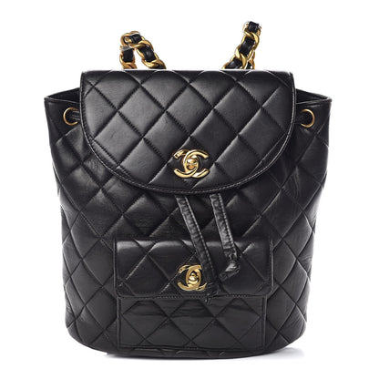 Chanel Lambskin Quilted Drawstring Backpack Black 1 of 10
