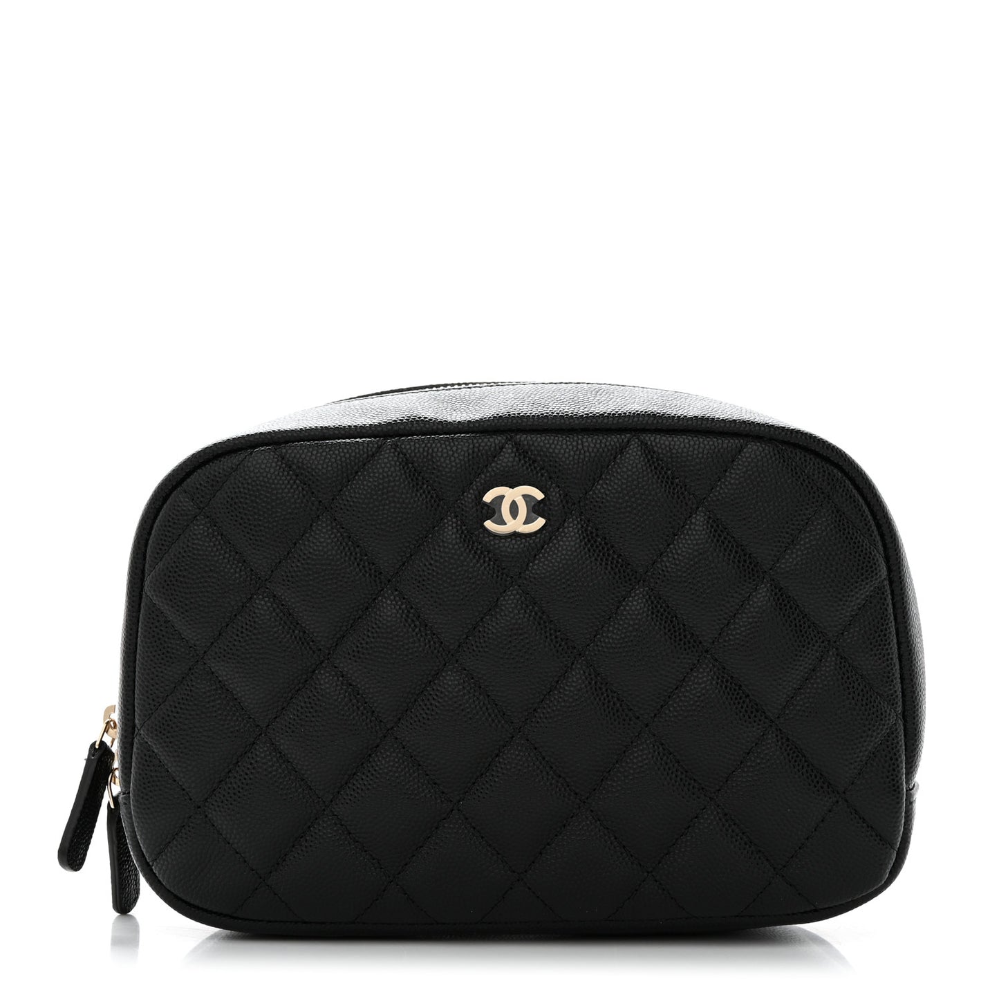 Caviar Quilted Medium Curvy Pouch Cosmetic Case Black