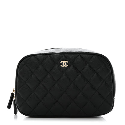 Chanel Caviar Quilted Medium Curvy Pouch Cosmetic Case Black 1 of 8