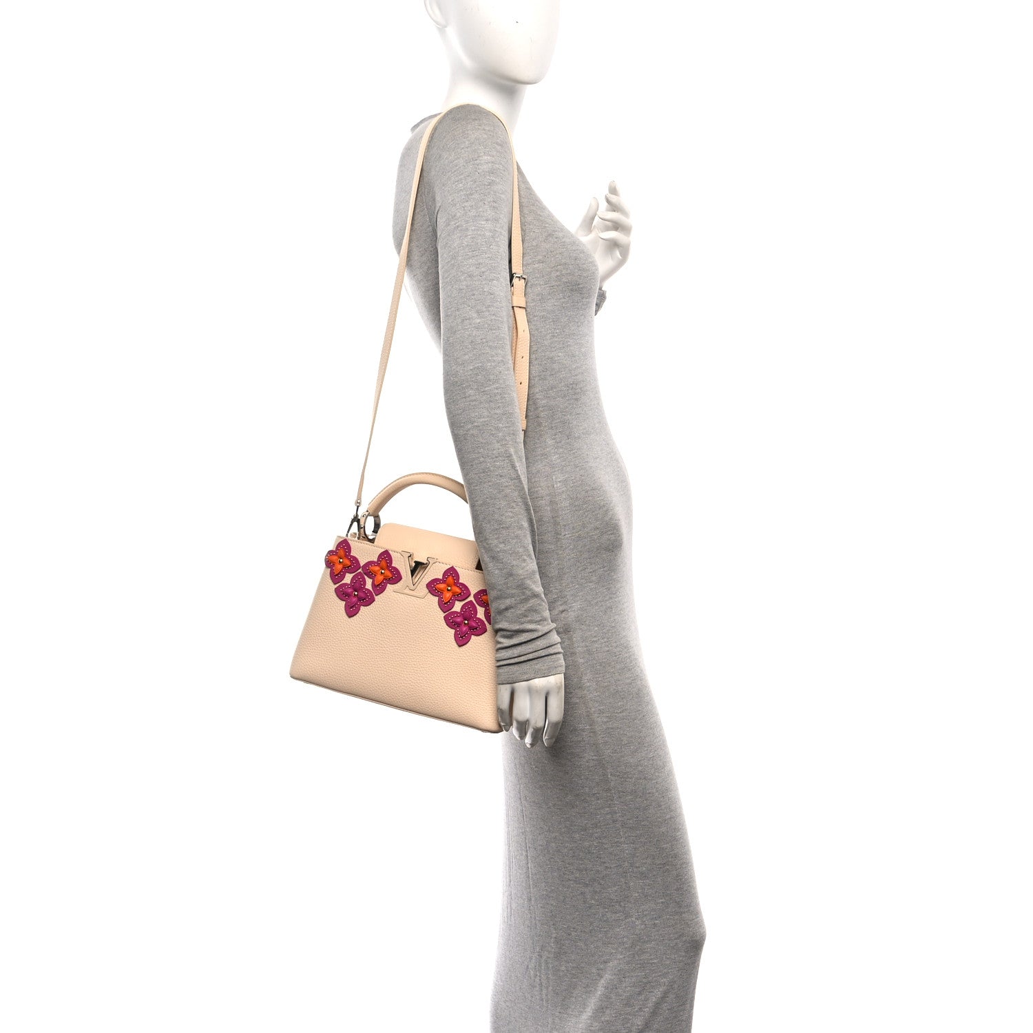Louis Vuitton Taurillon Mechanical Flowers Capucines BB Dune 2 of 13