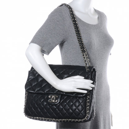 Chanel Washed Lambskin Chain Around Maxi Flap Bag Black 2 of 7