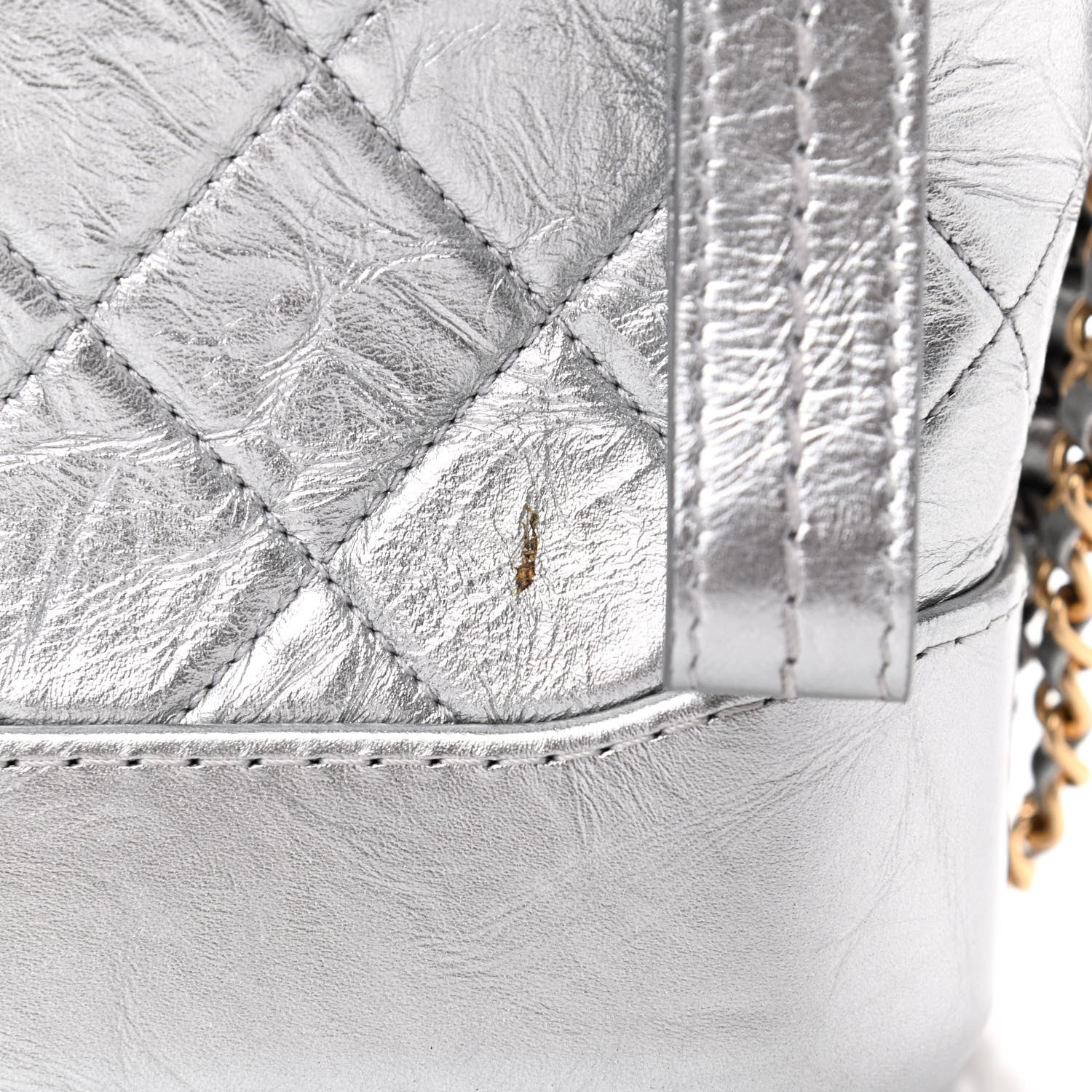 Chanel Metallic Aged Calfskin Quilted Small Gabrielle Hobo Silver 10 of 12