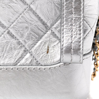 Chanel Metallic Aged Calfskin Quilted Small Gabrielle Hobo Silver 10 of 12