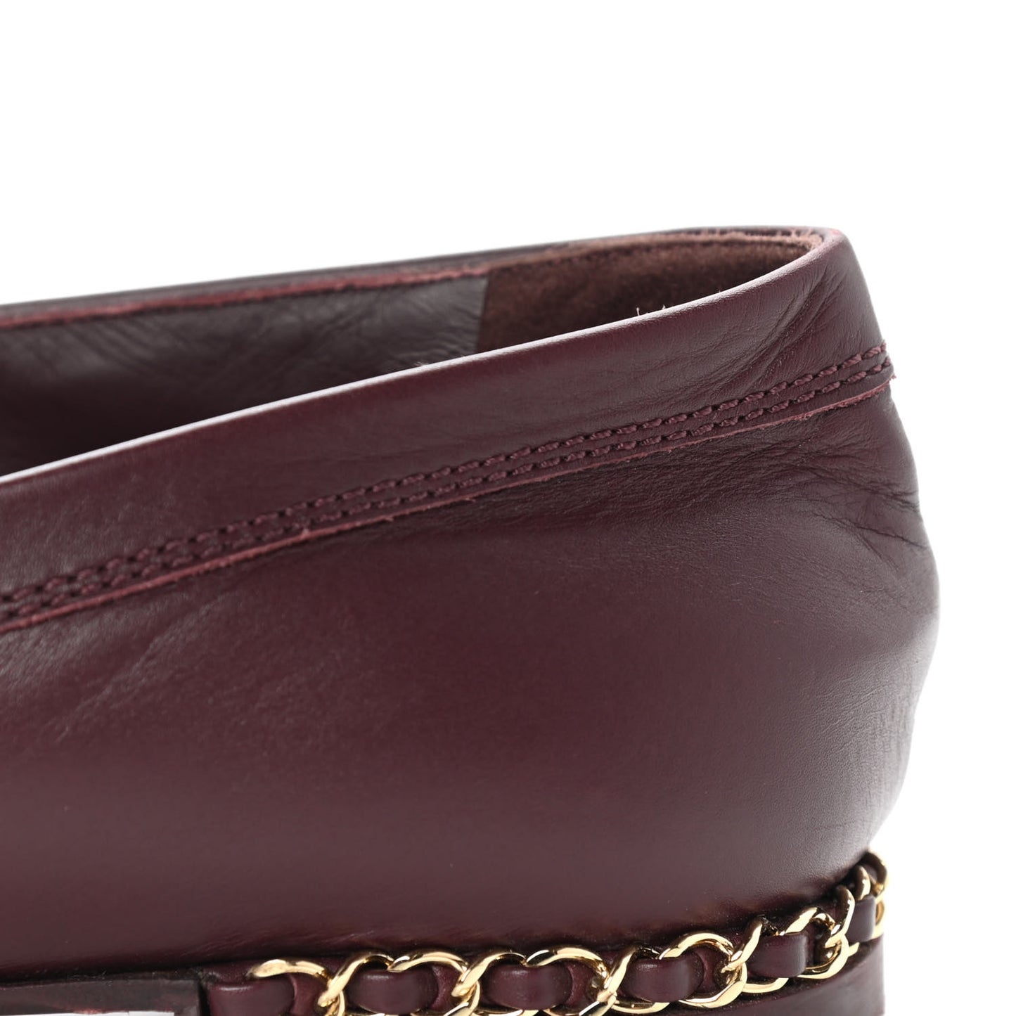 Calfskin CC Chain Mocassin Loafers 42 Burgundy