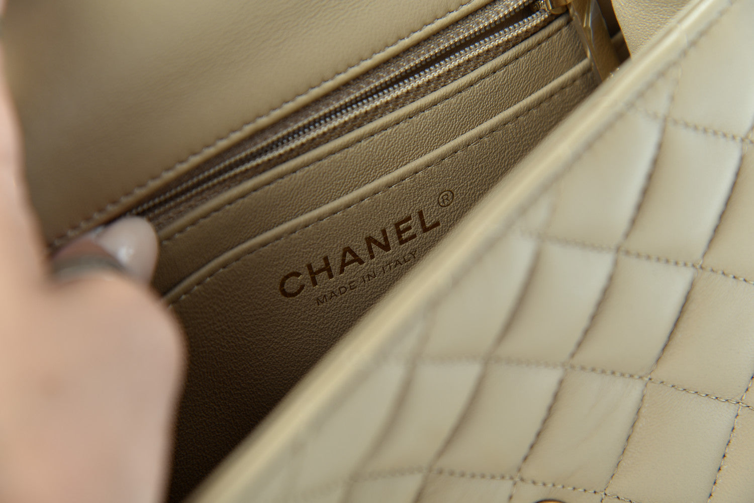 Chanel Lambskin Quilted Mini Square Flap Beige 8 of 10