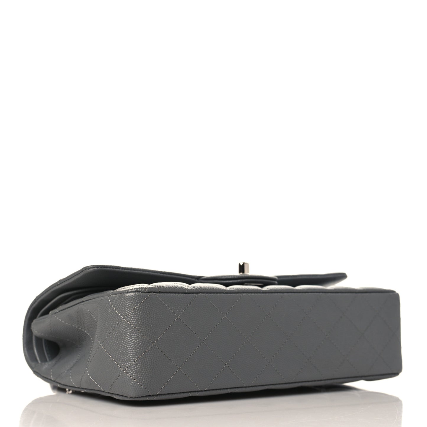 Caviar Quilted Medium Double Flap Dark Grey