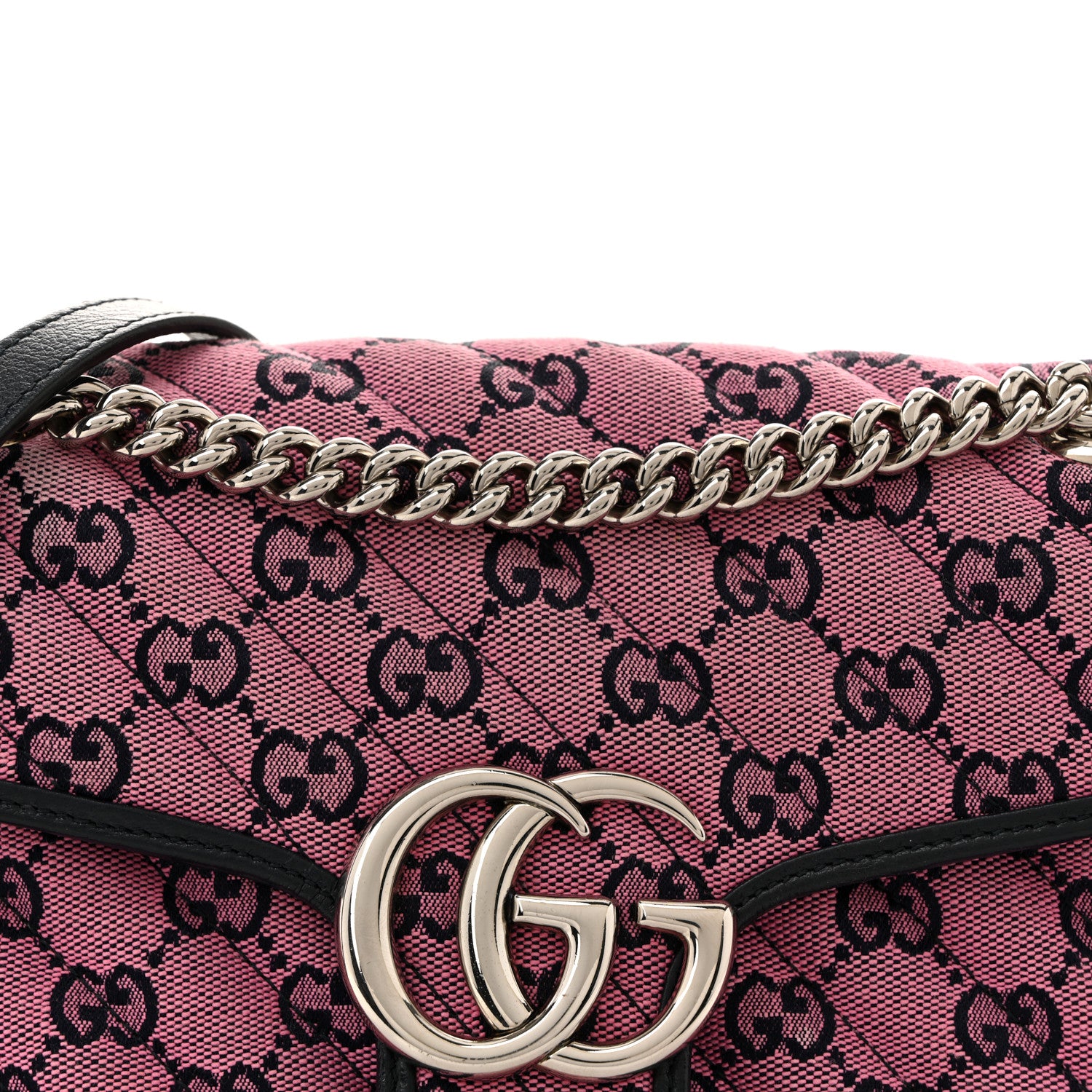 Gucci Monogram Multicolor Matelasse Diagonal Small GG Marmont Shoulder Bag Pink Blue 15 of 25