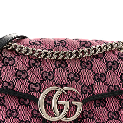 Gucci Monogram Multicolor Matelasse Diagonal Small GG Marmont Shoulder Bag Pink Blue 15 of 25