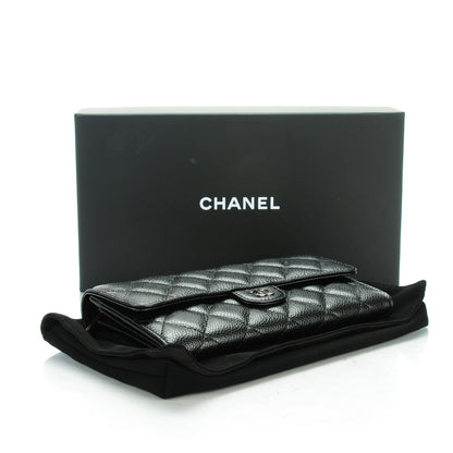 Chanel Caviar Quilted Large Gusset Flap Wallet Black 4 of 8