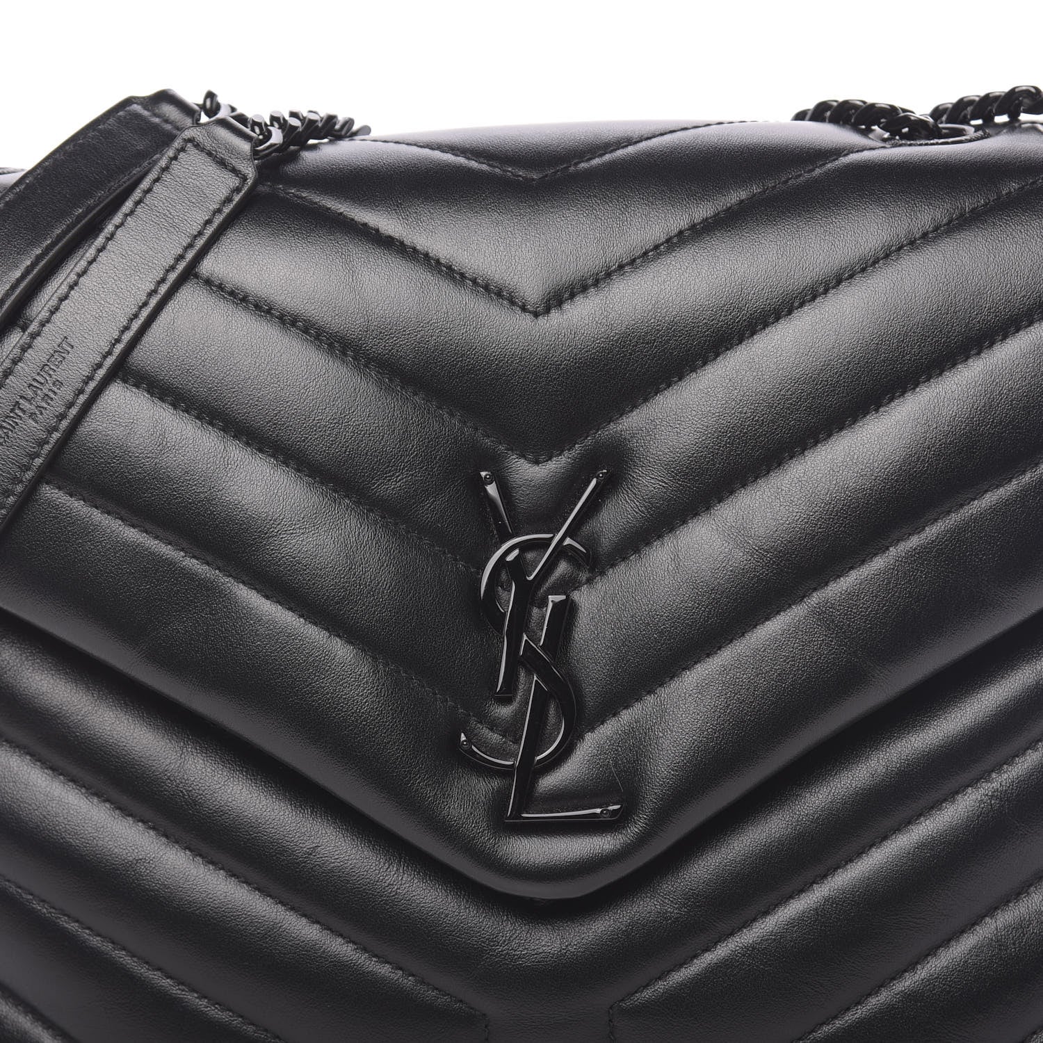 Saint Laurent Calfskin Y Quilted Monogram Medium Loulou Chain Satchel Black 9 of 9