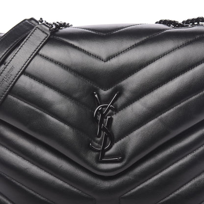 Saint Laurent Calfskin Y Quilted Monogram Medium Loulou Chain Satchel Black 9 of 9