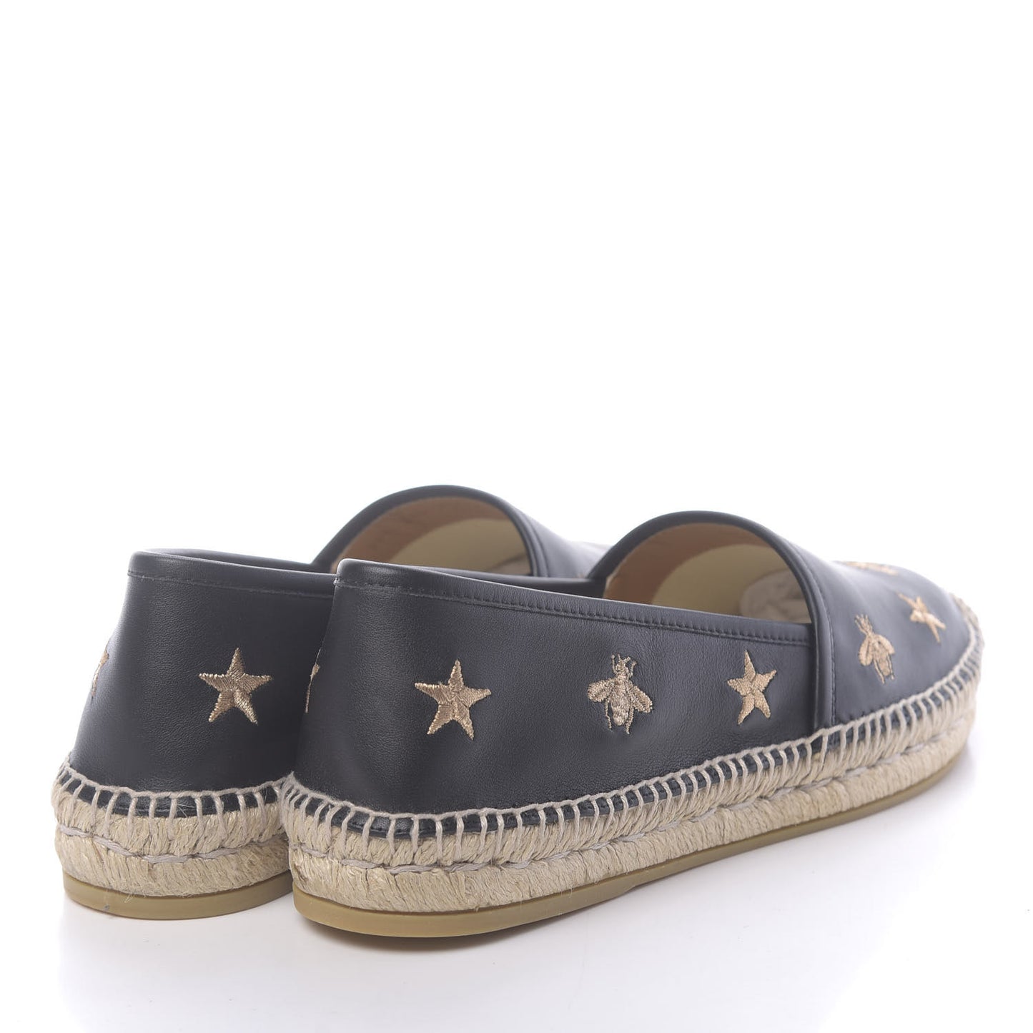 Calfskin Bee Star Embroidered Espadrilles 39.5 Black