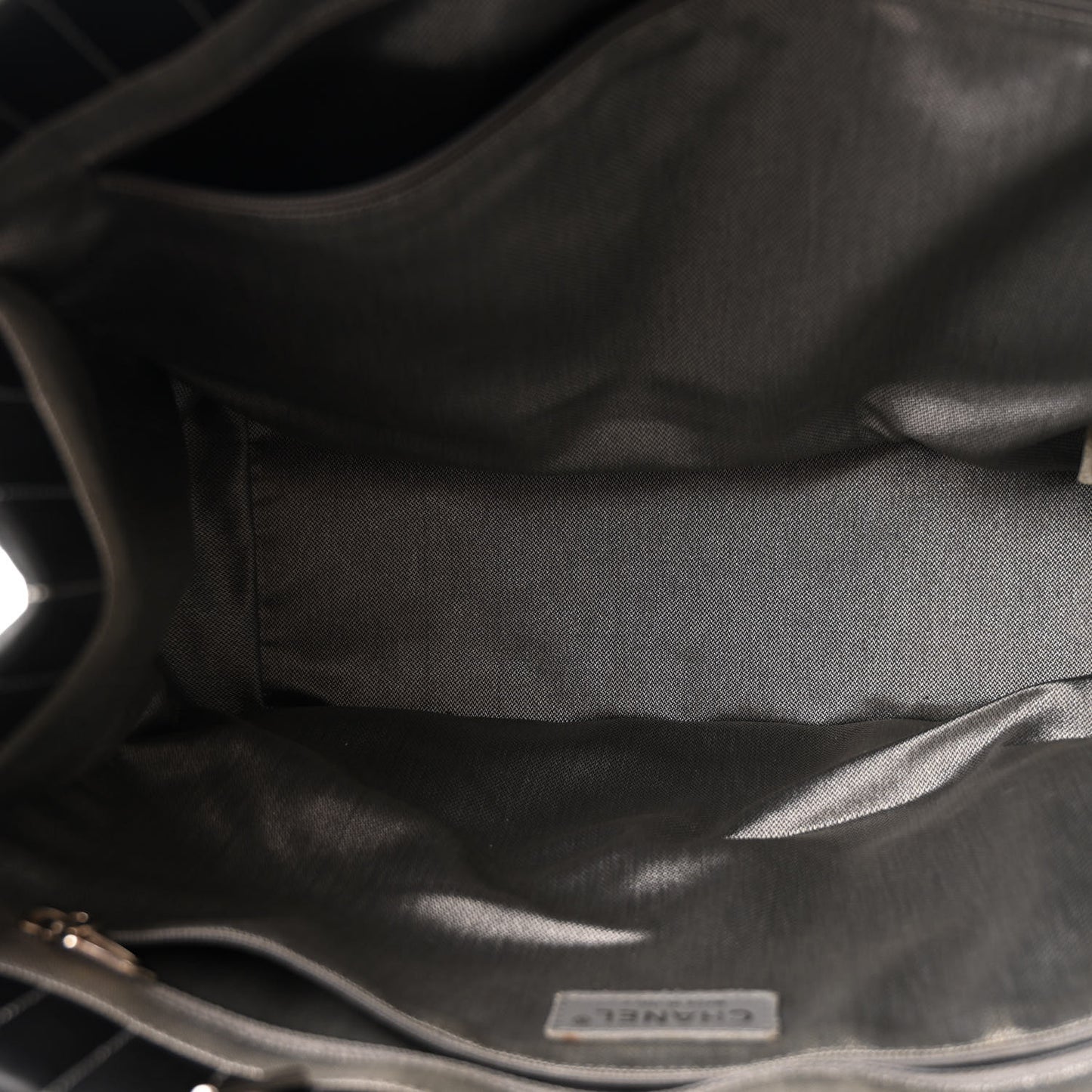 Lambskin Vertical Quilted Large Mademoiselle Tote Black
