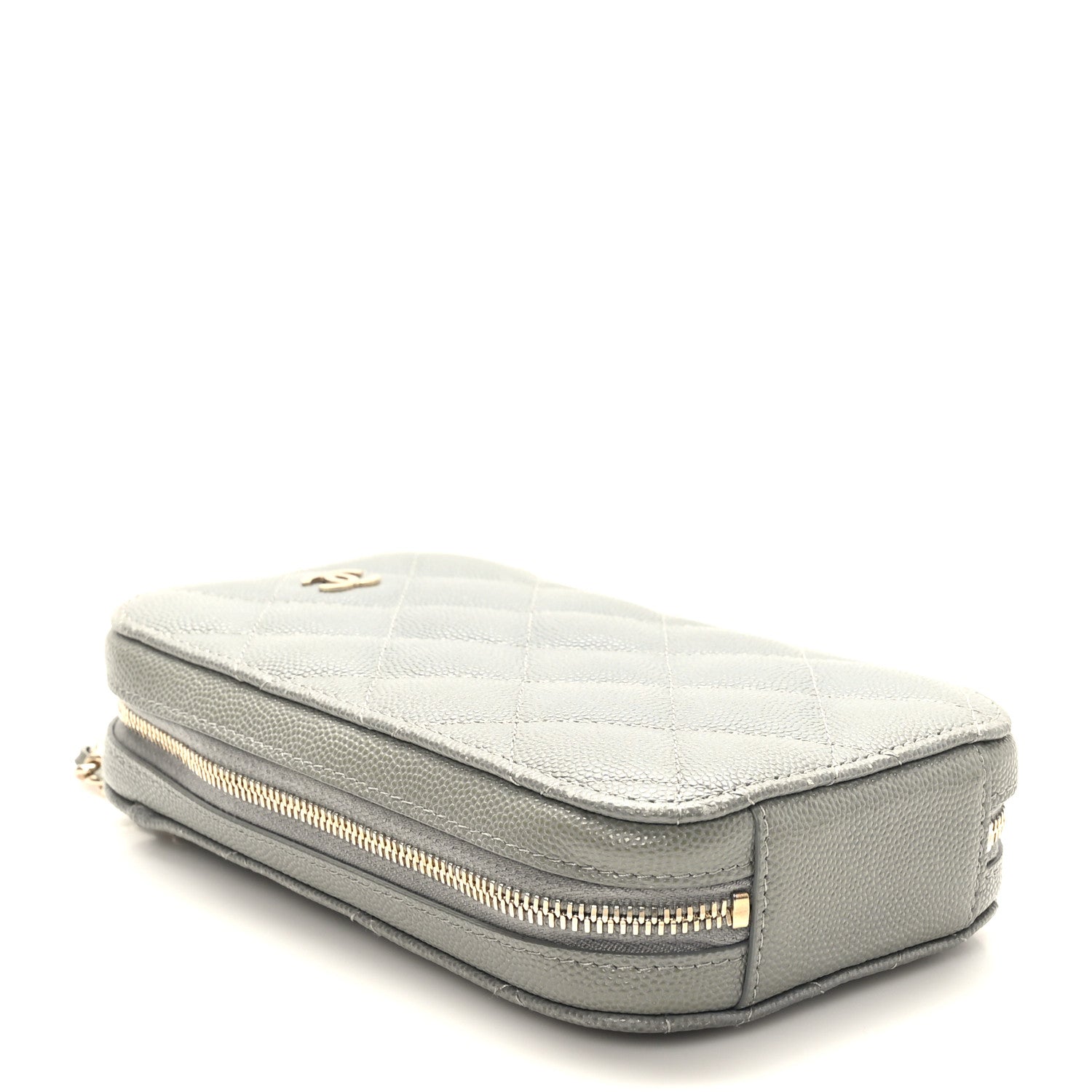 Chanel Caviar Quilted Phone Holder Wallet On Chain WOC Grey 4 of 9