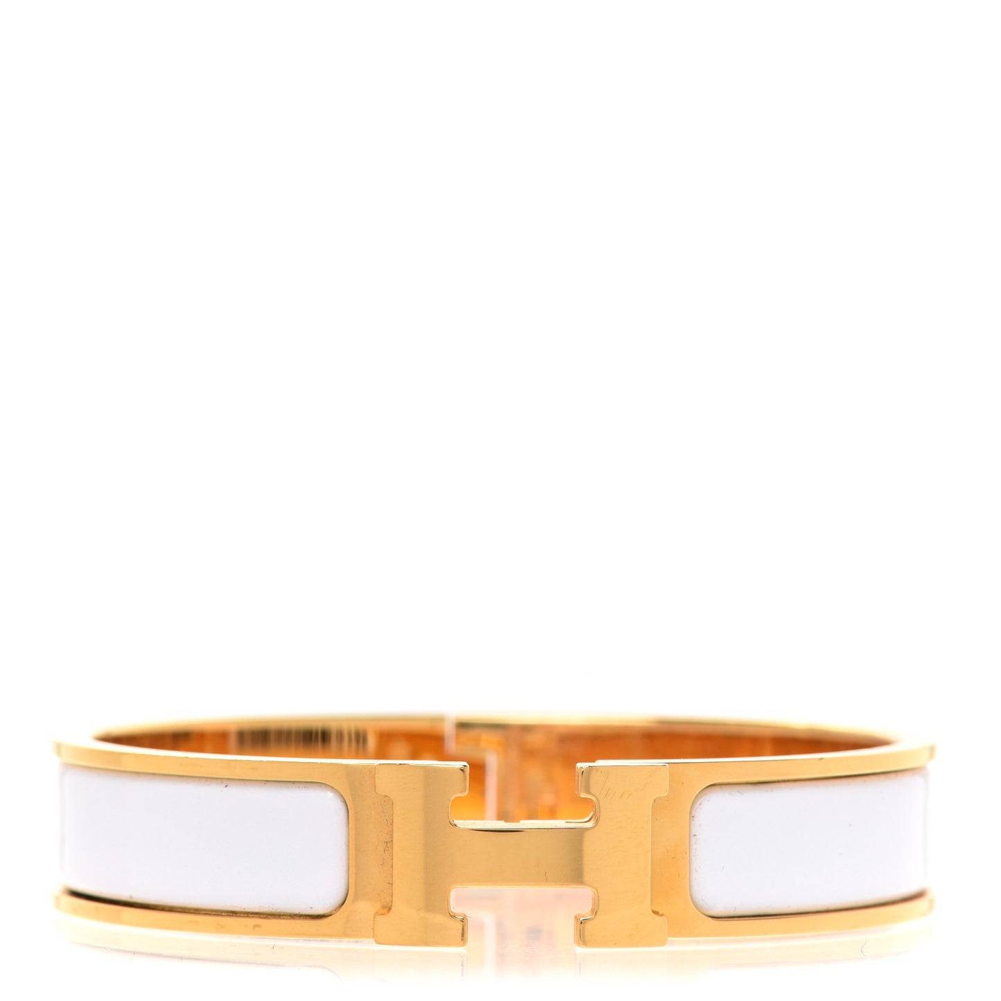 Enamel Narrow Clic Clac H Bracelet PM White