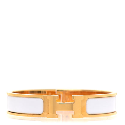 Hermes Enamel Narrow Clic Clac H Bracelet PM White 1 of 6