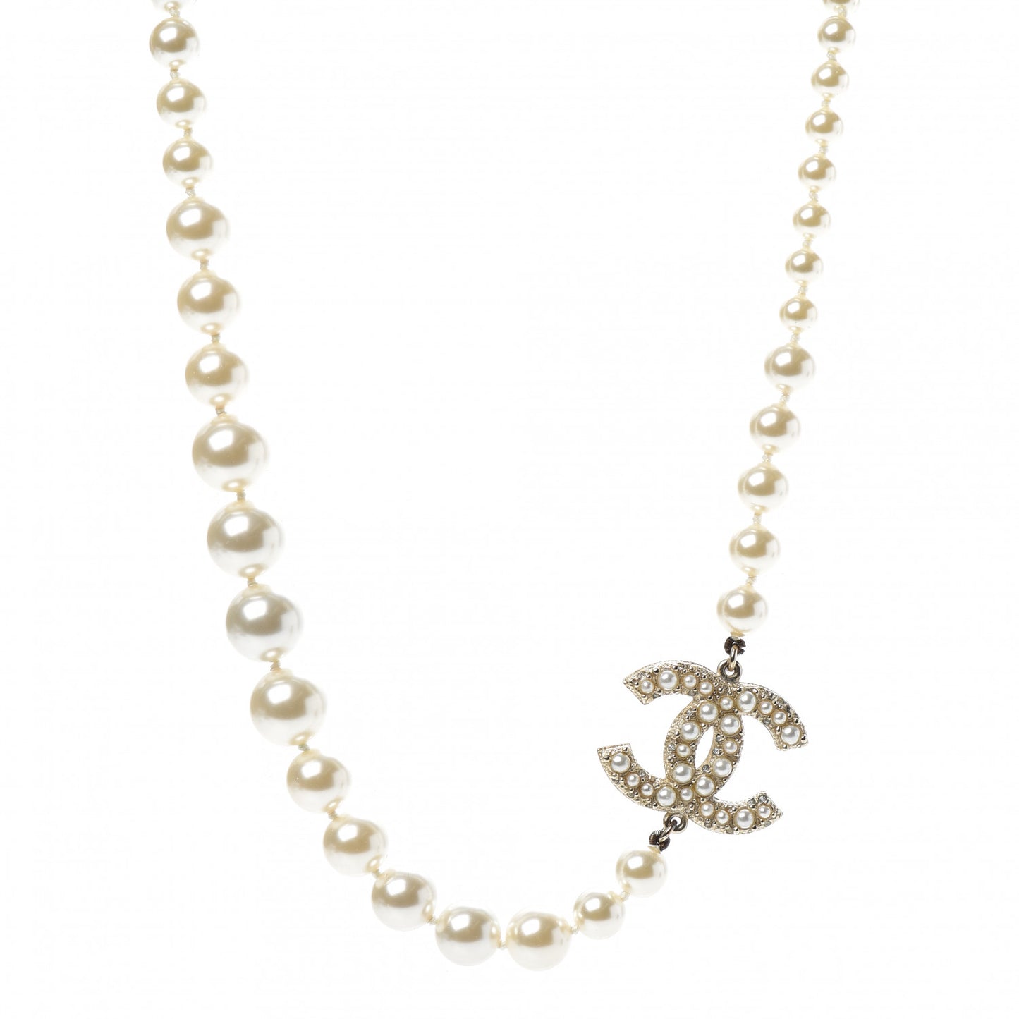 Graduated Pearl CC Short Necklace Gold
