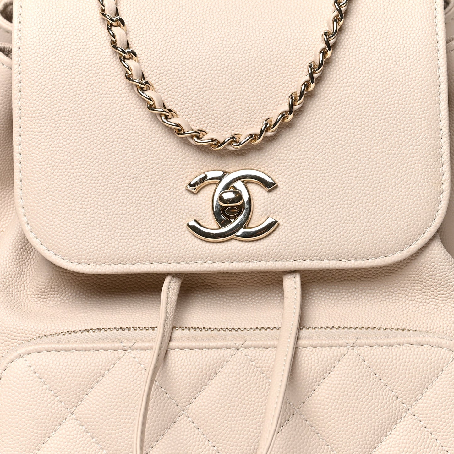 Caviar Quilted Business Affinity Backpack Beige