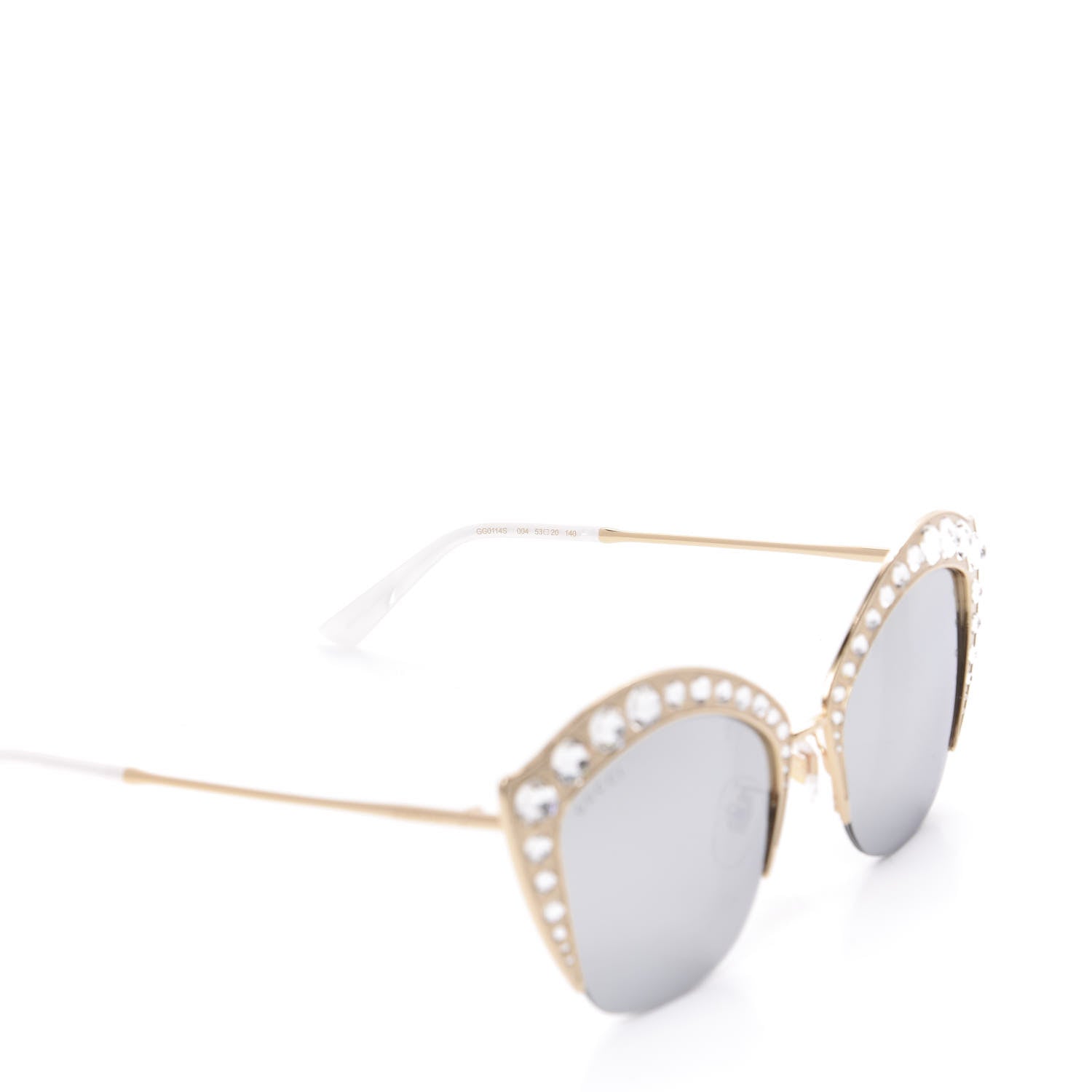 Gucci Metal Crystal Cat Eye Sunglasses GG00114S Gold 3 of 8
