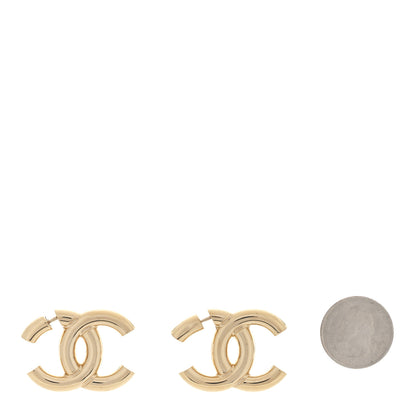 Chanel Metal Large CC Earrings Light Gold 2 of 3