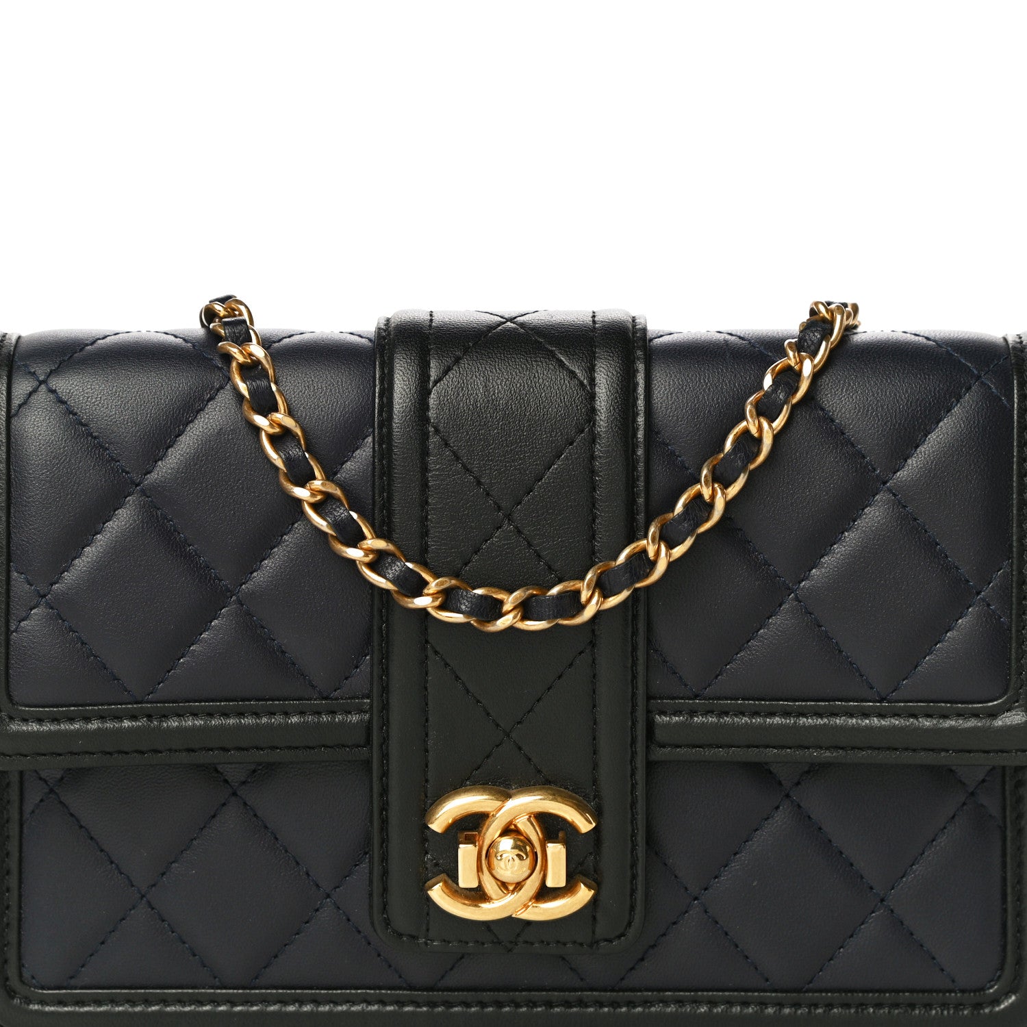 Chanel Lambskin Quilted Elegant CC Wallet On Chain WOC Navy Black 8 of 15