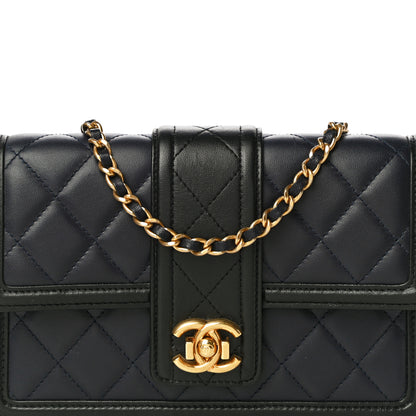 Chanel Lambskin Quilted Elegant CC Wallet On Chain WOC Navy Black 8 of 15