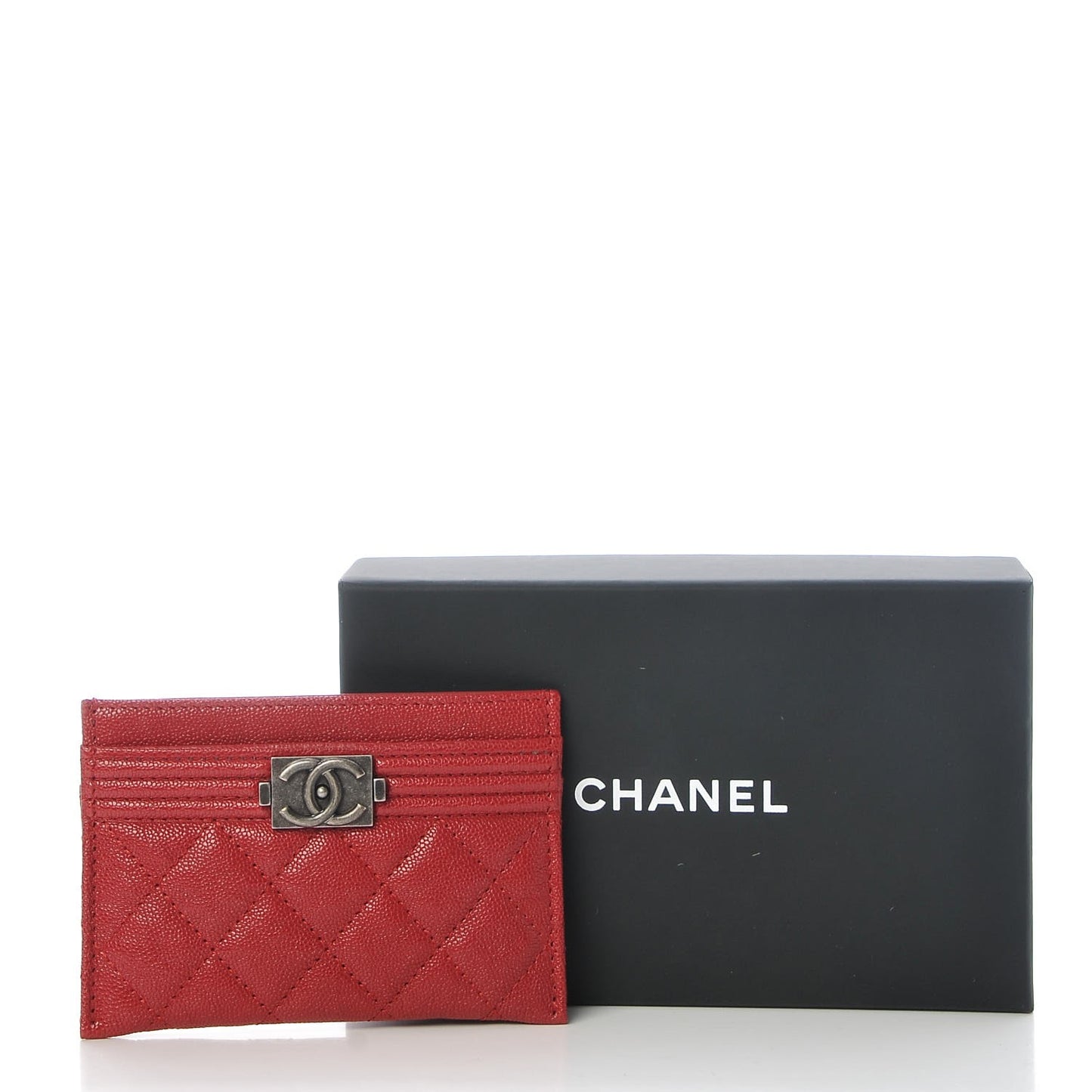 Caviar Quilted Boy Card Holder Red