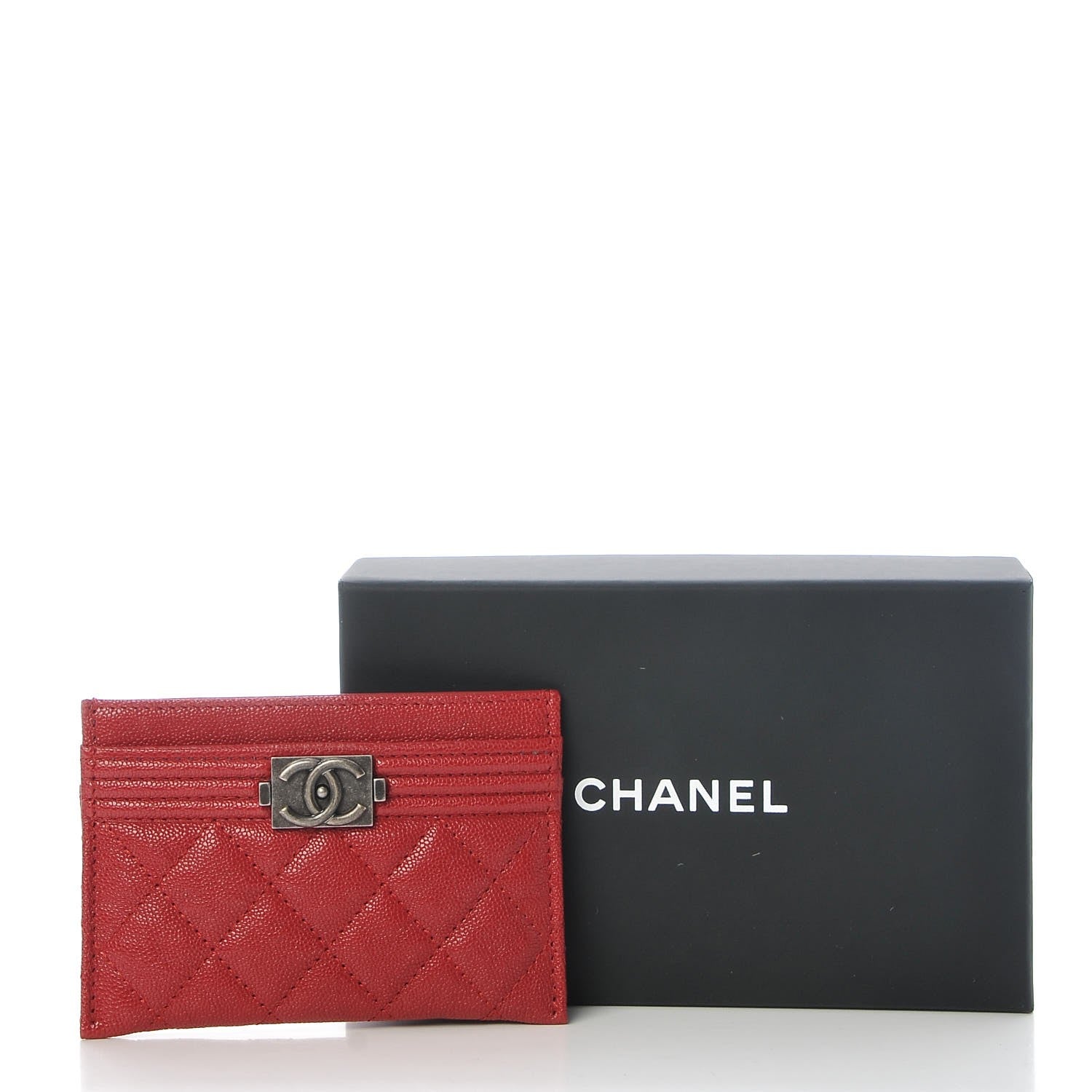 Chanel Caviar Quilted Boy Card Holder Red 9 of 9