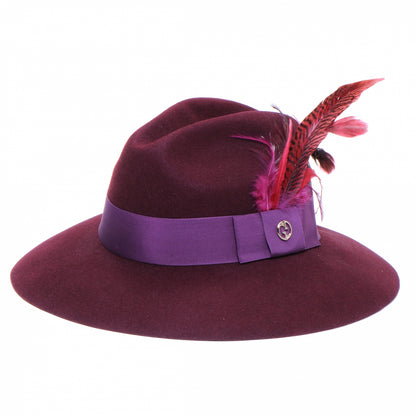 Gucci Felt and Pheasant Feather GG Trilby Hat Burgundy 5 of 6