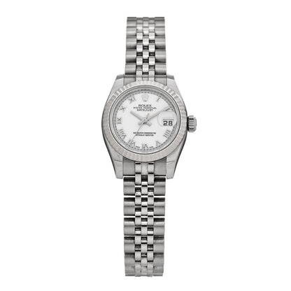 Rolex Stainless Steel 18K White Gold 26mm Oyster Perpetual Datejust Watch White Roman 179174 1 of 5