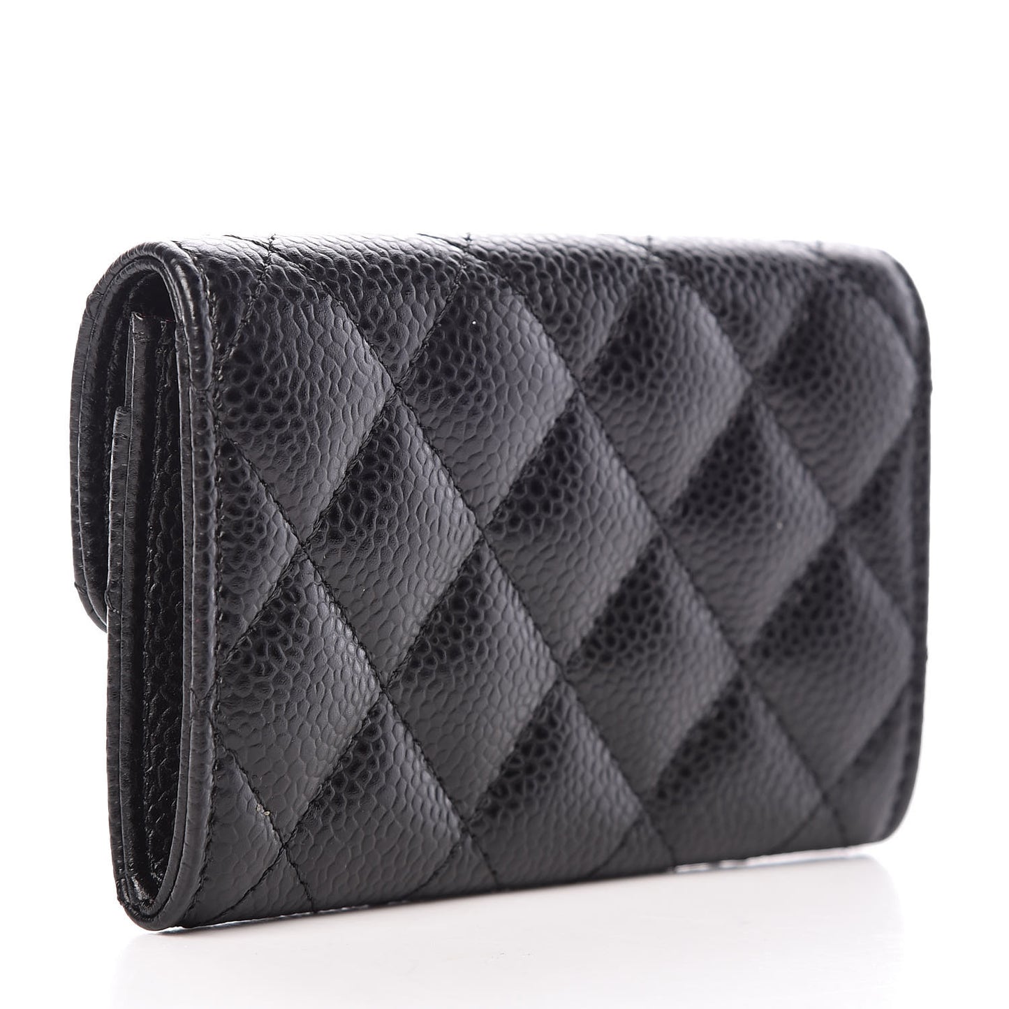 Caviar Quilted Flap Card Holder Black