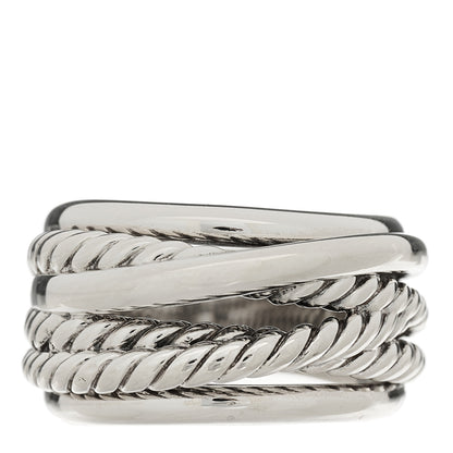 David Yurman Sterling Silver 15mm Wide Crossover Cable Ring 1 of 4