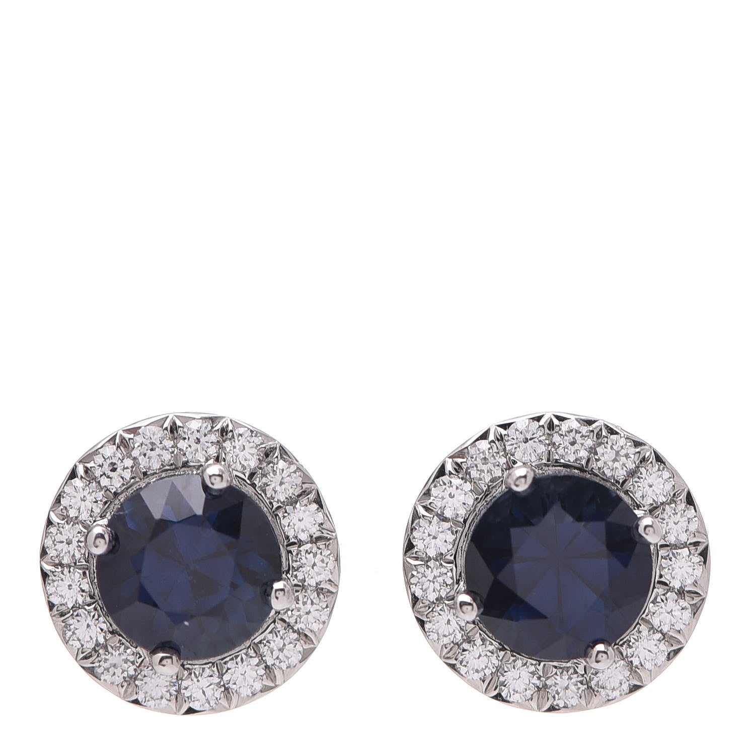 Tiffany Platinum Diamond Sapphire Soleste Earrings 5 of 13