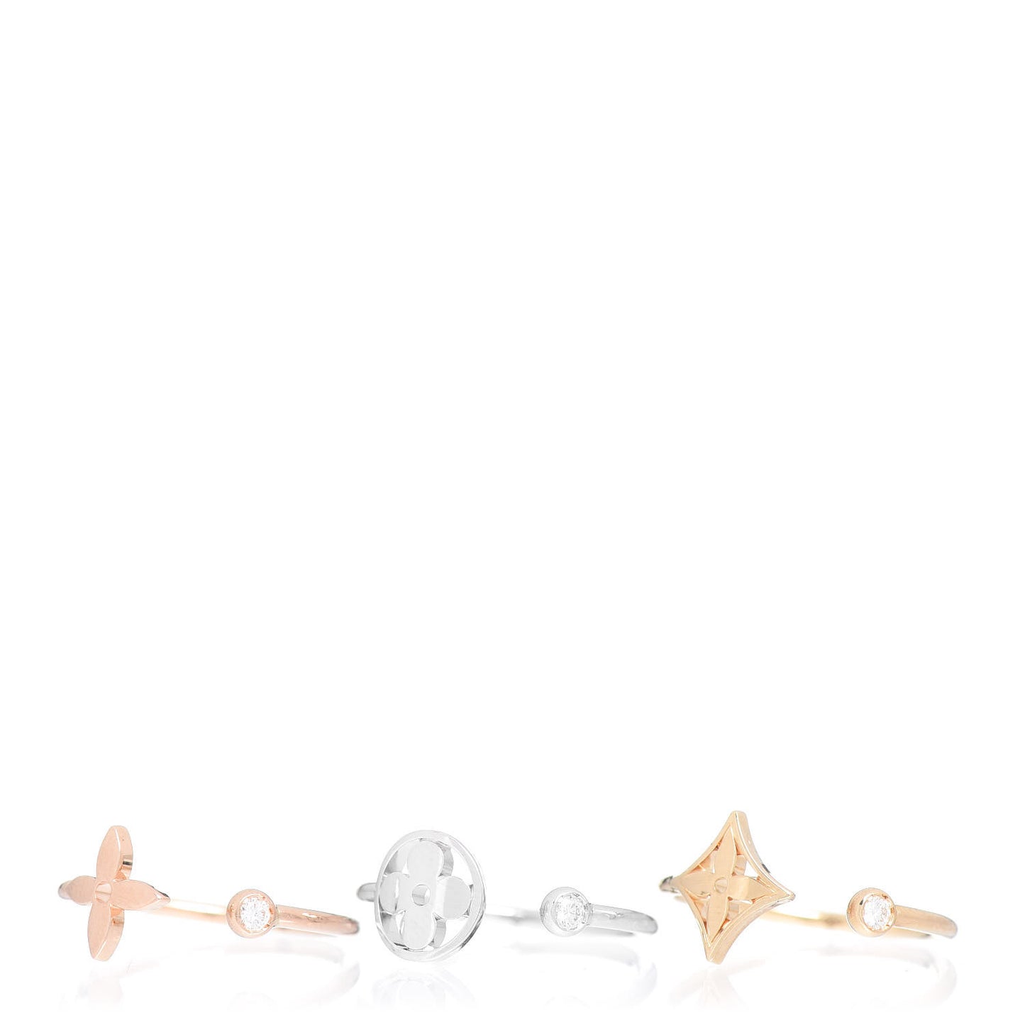 18k White Yellow Pink Gold Diamond Monogram Idylle Rings 54 7