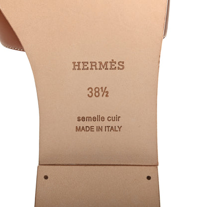 Hermes Box Calfskin Oran Sandals 38.5 Gold 6 of 8