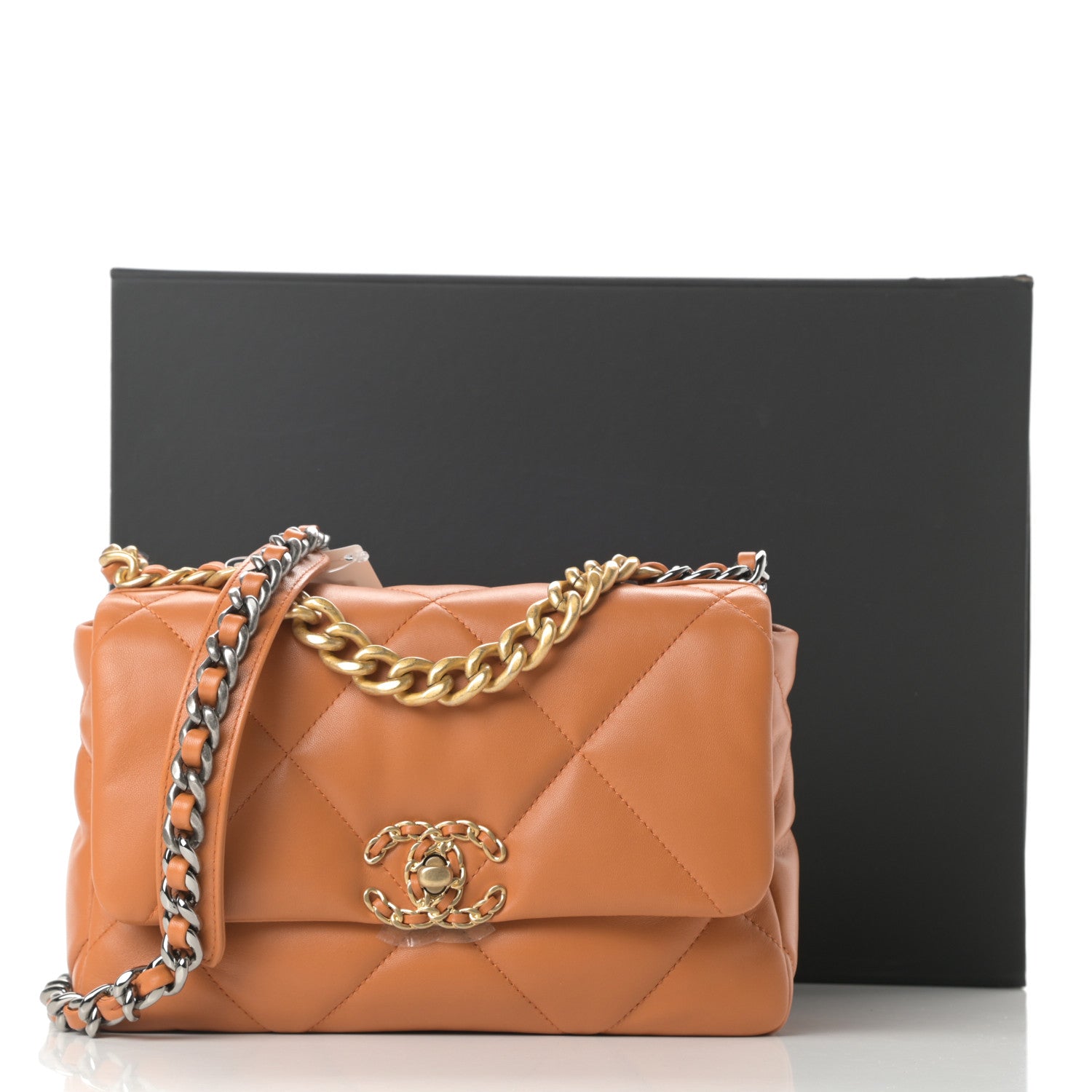 Chanel Lambskin Quilted Medium Chanel 19 Flap Light Brown 11 of 11