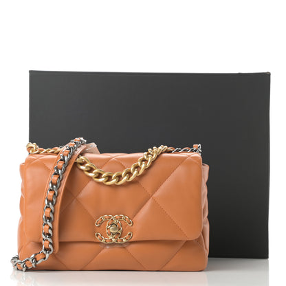 Chanel Lambskin Quilted Medium Chanel 19 Flap Light Brown 11 of 11