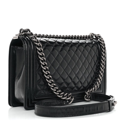 Chanel Glazed Calfskin Quilted New Medium Boy Flap Black 2 of 9