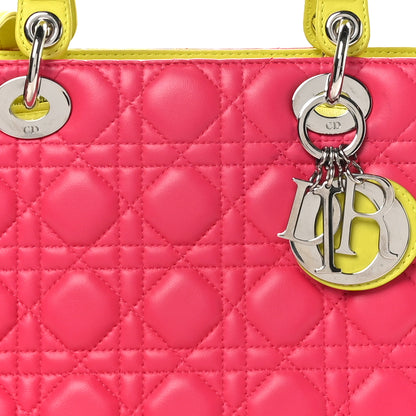 Christian Dior Lambskin Cannage Medium Tri-Color Lady Dior Pink Blue Yellow 8 of 10