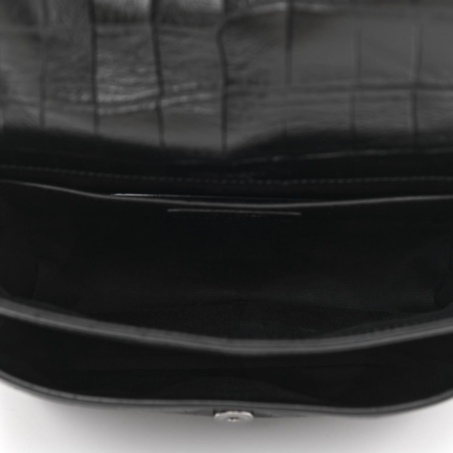 Calfskin Crocodile Embossed Matelasse Monogram Baby Niki Chain Satchel Black