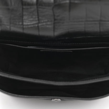 Saint Laurent Calfskin Crocodile Embossed Matelasse Monogram Baby Niki Chain Satchel Black 5 of 8