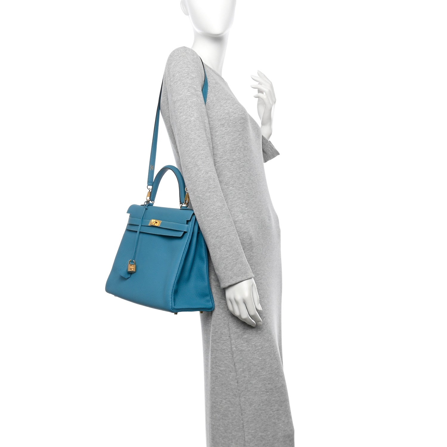 Hermes Togo Kelly Retourne 35 Turquoise 2 of 10