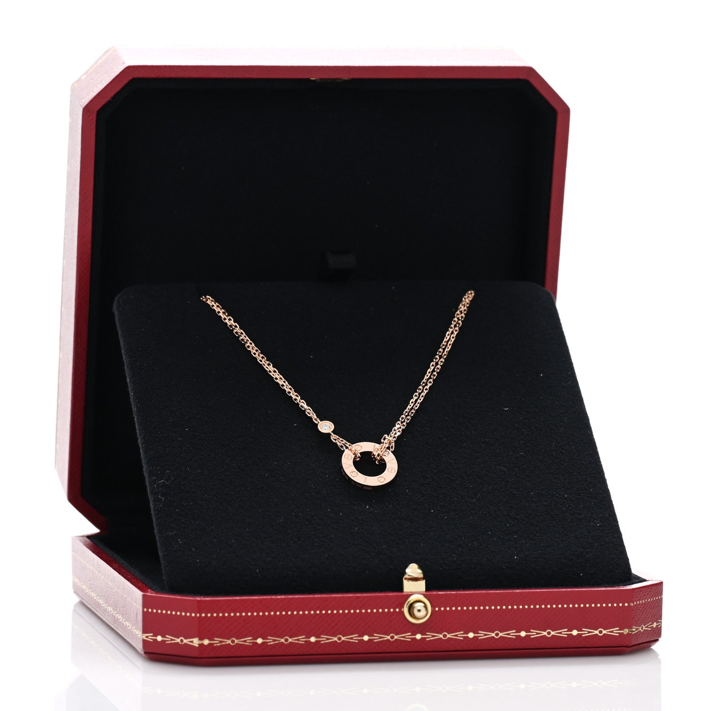 18K Pink Gold 2 Diamond LOVE Necklace