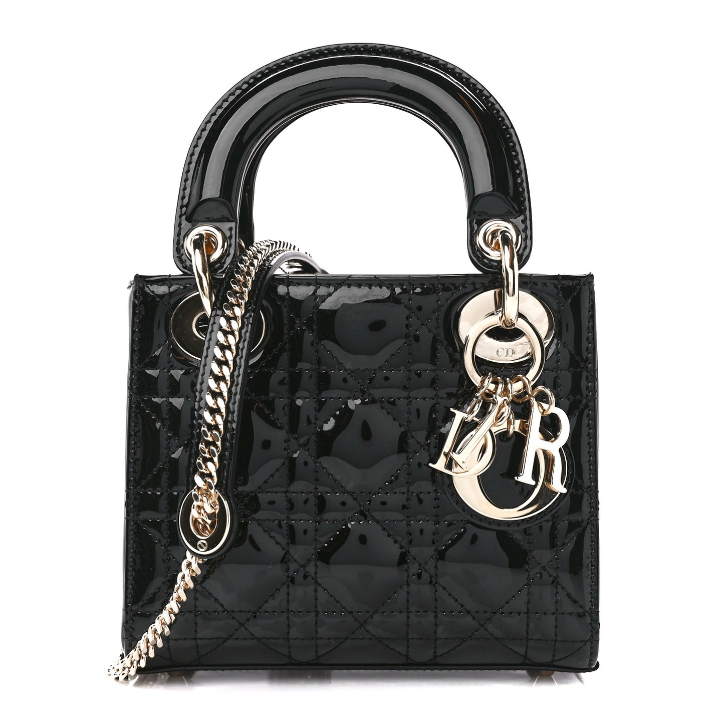 Patent Cannage Mini Lady Dior Black