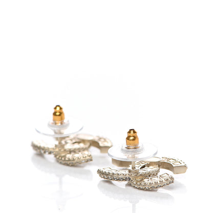 Chanel Crystal CC Earrings Light Gold 3 of 5