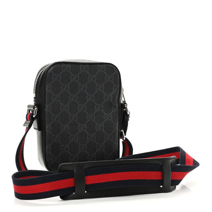Gucci GG Supreme Monogram Appia Calfskin Web Small Camera Messenger Bag Black Grey 3 of 14