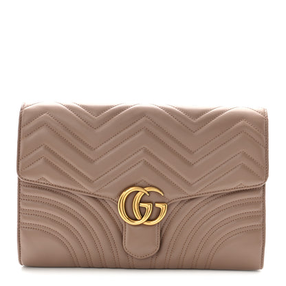 Gucci Calfskin Matelasse GG Marmont Clutch Porcelain Rose 1 of 7