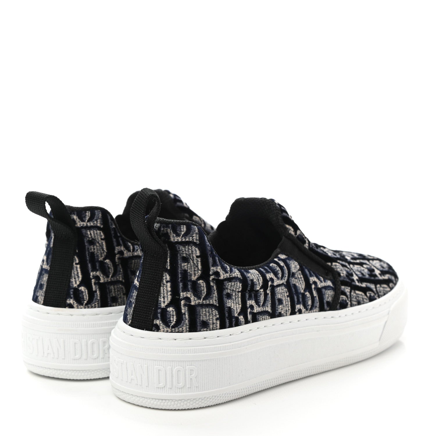 Christian Dior Velvet Oblique Solar Womens Slip On Sneakers 36 Deep Blue 4 of 9