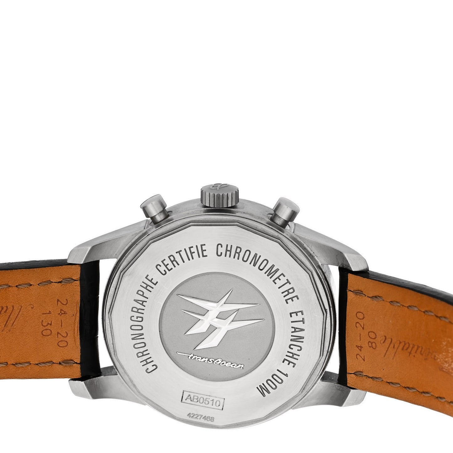 Stainless Steel Alligator 46mm Transocean Unitime Pilot Chronograph Automatic Watch Black AB0510U9/C879