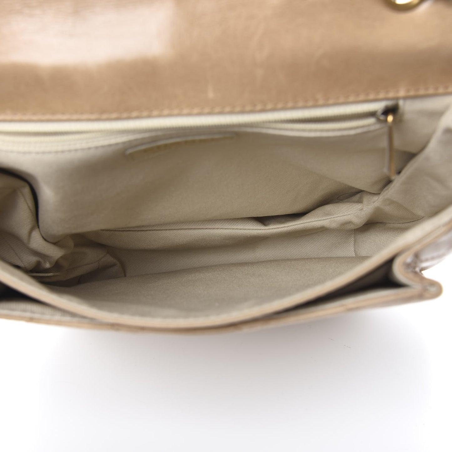 Glazed Calfskin Quilted Medium Bubble CC Flap Beige